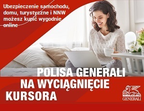 Reklama firmy ubezpieczeniowej Generali oferująca kupowanie polis online