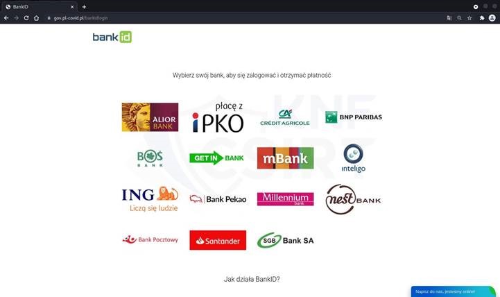 widok fałszywej strony do logowania do wybranego banku.